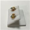 Image 2 : ONE PAIR OF 14KT YELLOW GOLD FANCY MULTI COLOUR SAPPHIRE AND DIAMOND SET EARRINGS WITH A TOTAL OF 6