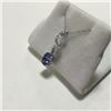 Image 2 : ONE 14KT WHITE GOLD NATURAL TANZANITE AND DIAMOND SET PENDANT WITH 12 DIAMONDS, APPROX 0.06CARAT