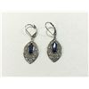 Image 1 : ONE PAIR OF 14KT WHITE GOLD NATURAL BLUE SAPPHIRE DANGLING EARRINGS WITH 2 SAPPHIRES, APPROX