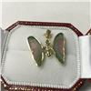 Image 1 : ONE 14KT YELLOW GOLD NATURAL WATERMELON TOURMALINE AND DIAMOND SET BUTTERFLY PENDANT WITH 3