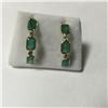 Image 1 : ONE PAIR OF 14KT YELLOW GOLD NATURAL EMERALD AND DIAMOND SET EARRINGS WITH A TOTAL OF 6 EMERALDS,