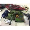 Image 2 : LOT OF 7 VINTAGE G.I. JOE ACTION FIGURES INCL. 2 TANKS WITH MEN, COBRA BOAT, 3 PLANES AND MORE!