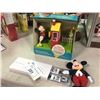 Image 1 : MICKEY AND MINNIE MOUSE GUMBALL MACHINE, 2 DISNEY WATCHES AND MICKEY DOLL