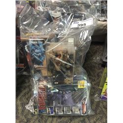 LOT OF 3 BAGS CONTAINING NEW IN THE BOX TOYS AND ACTION FIGURES