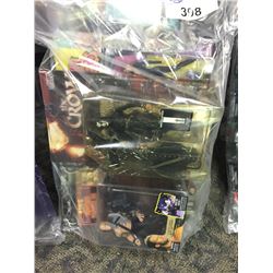 LOT OF 3 BAGS CONTAINING NEW IN THE BOX TOYS AND ACTION FIGURES