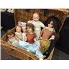 Image 2 : COLLECTION OF 8 ANTIQUE COLLECTABLE DOLLS AND WHITE WOODEN CHEST