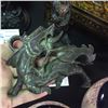 Image 2 : LOT OF 2 CHINESE BRONZE SCULPTURES- GUANLIN AND A DRAGON 14" HIGH AND 4" HIGH