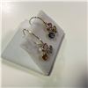 Image 2 : ONE PAIR OF 14KT YELLOW GOLD FANCY PINK, PURPLE & YELLOW SAPPHIRE & DIAMOND SET DANGLING EARRINGS.