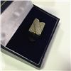Image 2 : ONE 10KT YELLOW GOLD LADIES OR GENTS DIAMOND PAVE SET DRESS RING.  BOLD & MODERN RECTANGULAR SHAPED