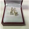 Image 1 : ONE PAIR OF 14KT YELLOW GOLD LADIES DIAMOND DROP EARRINGS. SET WITH ONE 1.00CT RECTANGULAR MODIFIED
