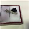Image 2 : ONE 14KT WHITE GOLD NATURAL BLUE SAPPHIRE AND DIAMOND SET PENDANT. SET WITH ONE TRIANGULAR SHAPED