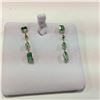 Image 1 : ONE PAIR OF 14KT YELLOW GOLD DANGLING NATURAL EMERALD AND FANCY CONGNAC DIAMOND EARRINGS. SET WITH