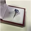 Image 2 : ONE LADIES 14KT WHITE GOLD NATURAL BLUE SAPPHIRE AND DIAMOND SET DRESS RING. SET WITH ONE OVAL