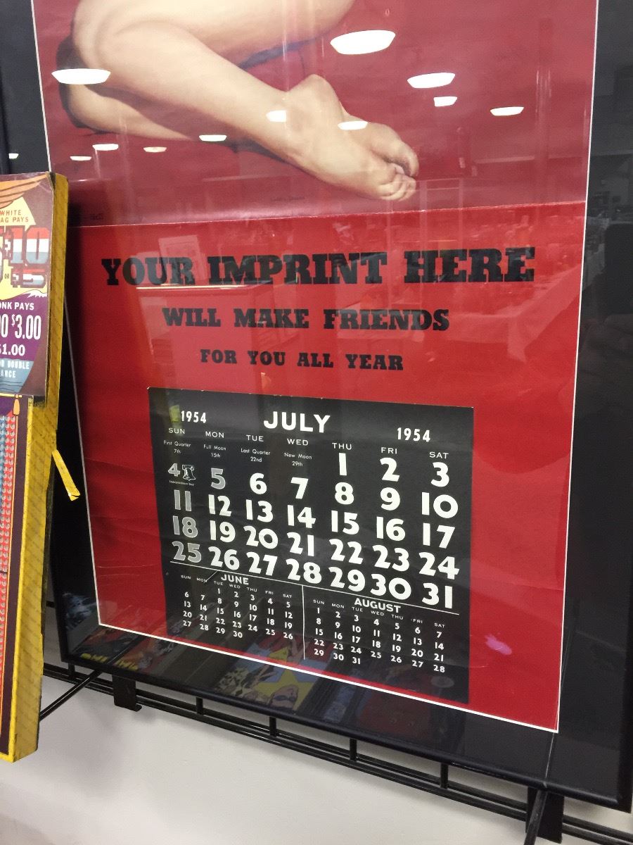 MARILYN MONROE NUDE POSE POSTER, ARTICLE AND JULY 1954 CALENDAR