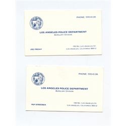 Lot of 2 Screen Used Dragnet Prop Business Cards
