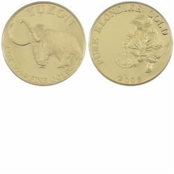 Yukon 1oz Pure Gold "Mammoth Tusk Gold Inc." 2008 Dated Coin featuring a Prospector Panning for Gold