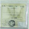 Image 2 : New Brunswick 1862 5-cent ICCS certified F-15. Coin has areas of light and dark patches.