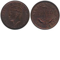 Newfoundland 1940 1-cent ICCS Certified MS63 Red and Brown. A nice deep cherry Red/Orange.