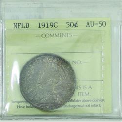 Newfoundland 1919C 50-cent ICCS certified AU-50.