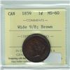 Image 2 : 1-cent 1859 Wide 9/8 ICCS certified MS-60; Brown. A Nice lustrous brown coin, that shows better than