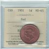 Image 2 : 1-cent 1901 ICCS Certified MS-65 RED. A near full red coin with Softly Lit fields. A nice example of