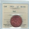 Image 2 : 1-cent 1915 ICCS Certified MS-65 RED. A deep cherry red coin with clean fields.