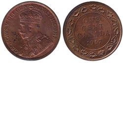 1-cent 1917 ICCS Certified MS-65 RED. Overall Lustrous coin with a few spots on the obverse.