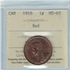 Image 2 : 1-cent 1918 ICCS Certified MS-65 RED. A deep rustic red coin with underlying Caramel Luster. Slight 