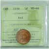 Image 2 : 1-cent 1938 ICCS Certified MS66 Red. Tied for the finest known.