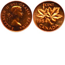 1-cent 1954 NSF Proof Like  *RARE* . This is an attractive Cherry Red coin with crisp details. Coin 