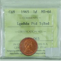 1-cent 1965 Large Beads Pointed 5 (Variety 4) ICCS MS64 Red