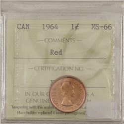 1-cent 1964 ICCS Certified MS-66 Red