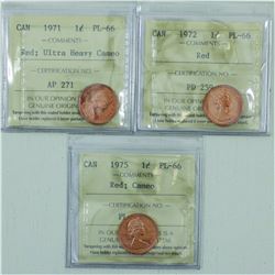 1-cent group lot of ICCS Certified. You will receive 1971 PL-66 Ultra Heavy Cameo, 1972 PL-66 and 19