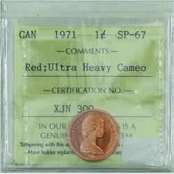 1-cent 1971 ICCS Certified SP-67 RED; Ultra Heavy Cameo! TOP Grade by ICCS!!