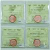 Image 1 : 1-cent 2008 Magnetic, 2009 Non Magnetic, 2009 Magnetic & 2010 Non Magnetic ICCS MS67 Red. 4pcs.  All