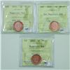 Image 1 : 1-cent 2011 Magnetic, 2012 Magnetic & 2012 Non Magnetic ICCS MS67 Red. 3pcs.  2012's are tied for th
