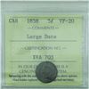 Image 1 : 5-cent 1858; Large Date ICCS certified VF-20. Light to medium even toning thoughout.