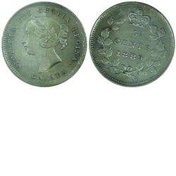 5-cent 1889 ICCS Certified AU-55. Nice semi Key Date Victorian coin.