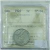 Image 2 : 5-cent 1922 Far Rim ICCS Certifed SP-64