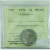 Image 1 : 5-cent 1936 ICCS Certified MS-63. A nice clean example of this last year issue George 5th.
