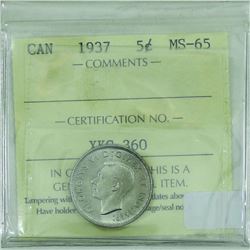 5-cent 1937 ICCS Certified MS-65