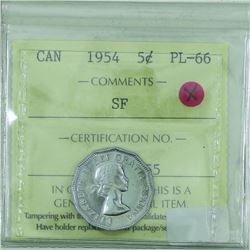 5-cent 1954 Shoulder Fold ICCS PL-66