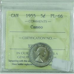 5-cent 1955 ICCS Certified PL-66 Cameo