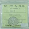 Image 1 : 5-cent 1996 Far 6, ICCS Certified MS-66! TOP 10! Highest grade by ICCS!