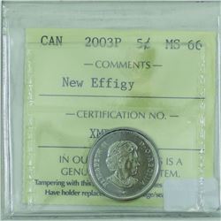 5-cent 2003P New Effigy ICCS Certified MS-66. Tied for the finest known.