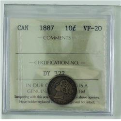 10-cent 1887 ICCS Certified VF20