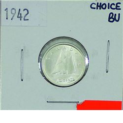 10-cent 1942 in Choice Brilliant Uncirculated condition.