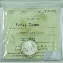 10-cent 1965 ICCS MS65 Heavy Cameo