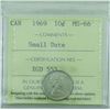 Image 1 : 10-cent 1969 Small Date, ICCS Certified MS-66! Tied for Highest grade by ICCS.