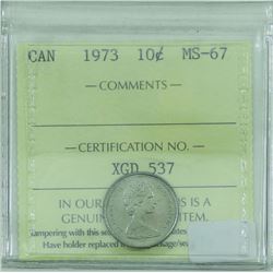 10-cent 1973 ICCS Ccertified MS-67! SOLO Highest Grade by ICCS!